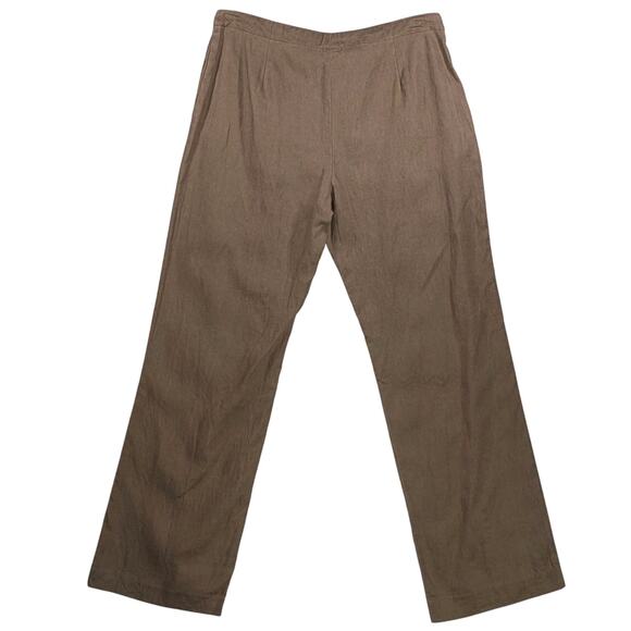 Vintage Rafaella 100% Linen Pants Womens 10 Brown Straight Leg Drawstring Casual - Picture 2 of 10